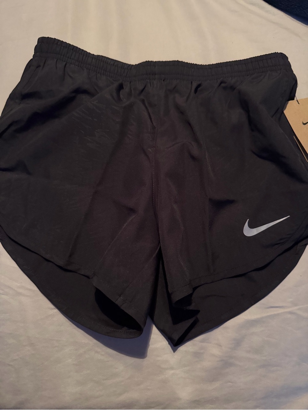 Nike Black Women's Athletic Running Shorts with Silver Swoosh